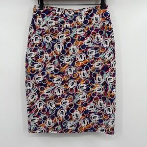 Lularoe Skirt Women Small Multicolor Mickey Mouse Pencil Cassie Stretch Winking